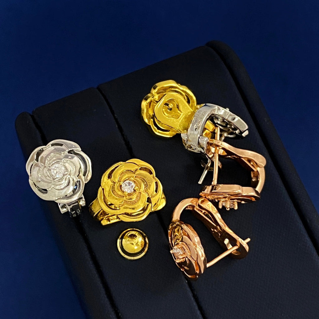 Chanel Camellia Earrings - 18K Gold