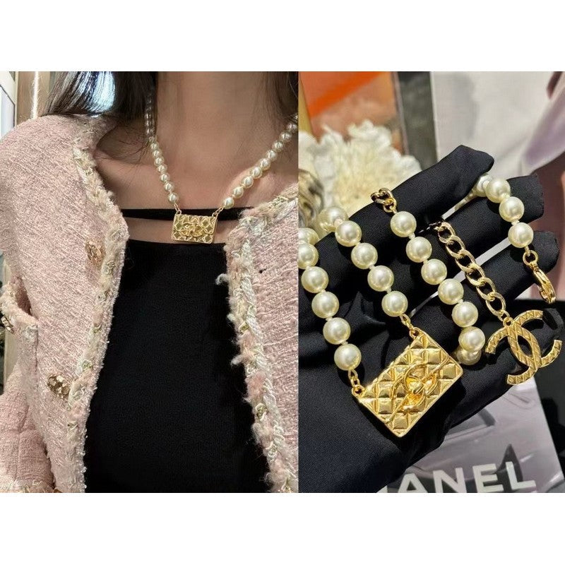 Chanel Pearl Bag Pendant Necklace