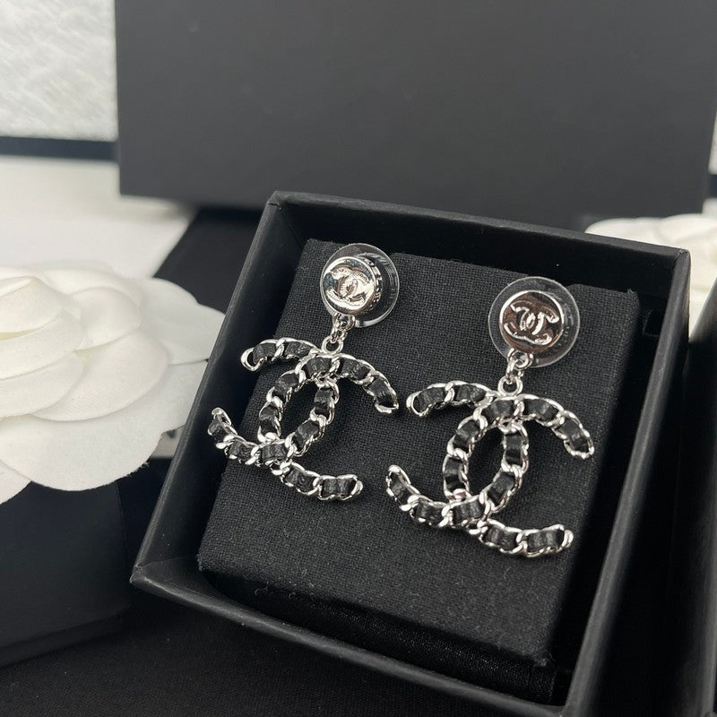 Chanel Leather Earrings - 18K Gold