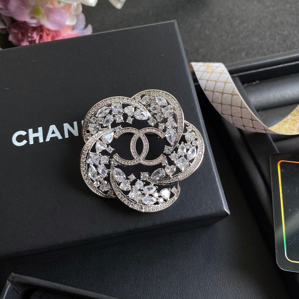 Chanel Camellia Crystal Brooch
