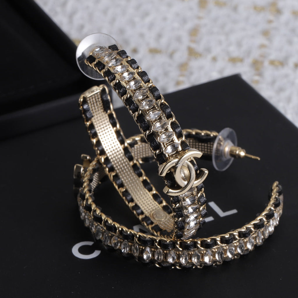 Chanel Leather Chain Earrings - 18K Yellow Gold