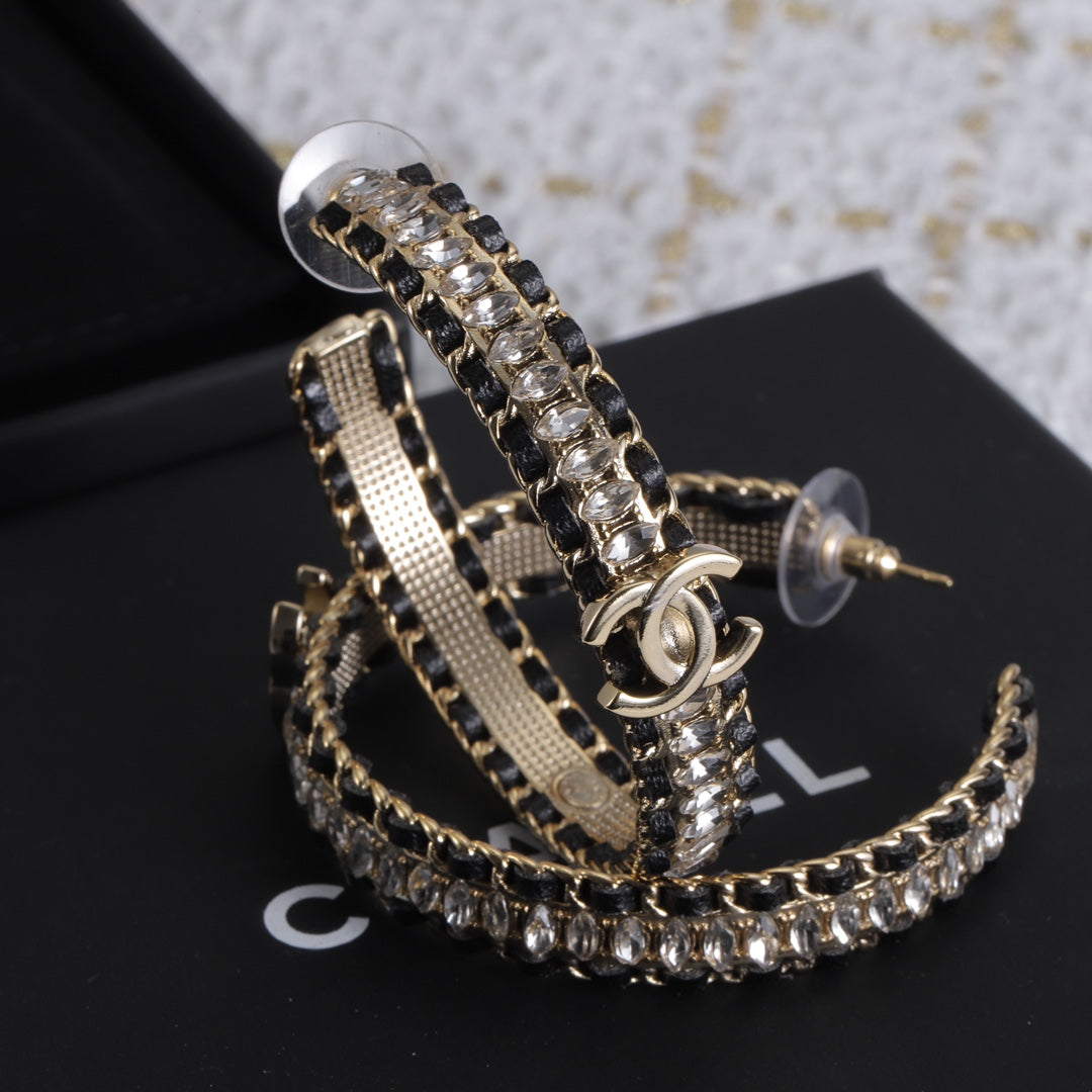 Chanel Leather Chain Earrings - 18K Yellow Gold