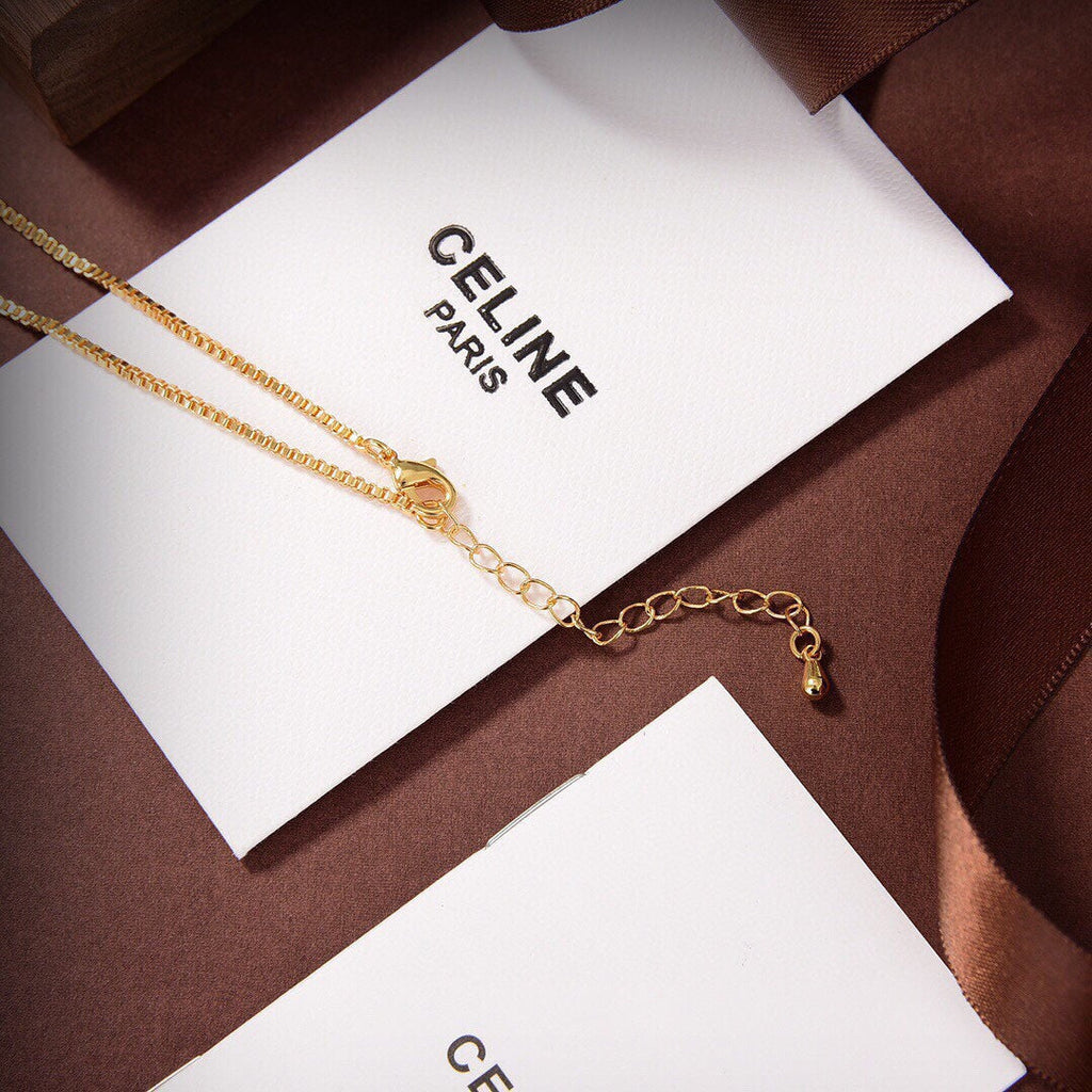 Celine Triomphe Pink Heart Crystal Necklace