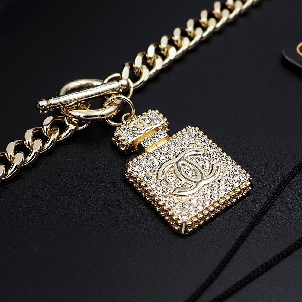 Chanel Diamond Perfume Bottle Pendant Necklace