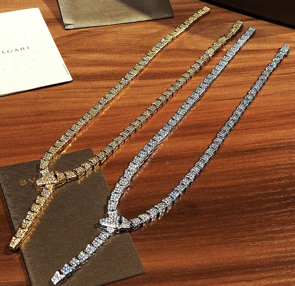 Bvlgari Serpenti Viper Full Pave Diamond Necklace - 18K Gold
