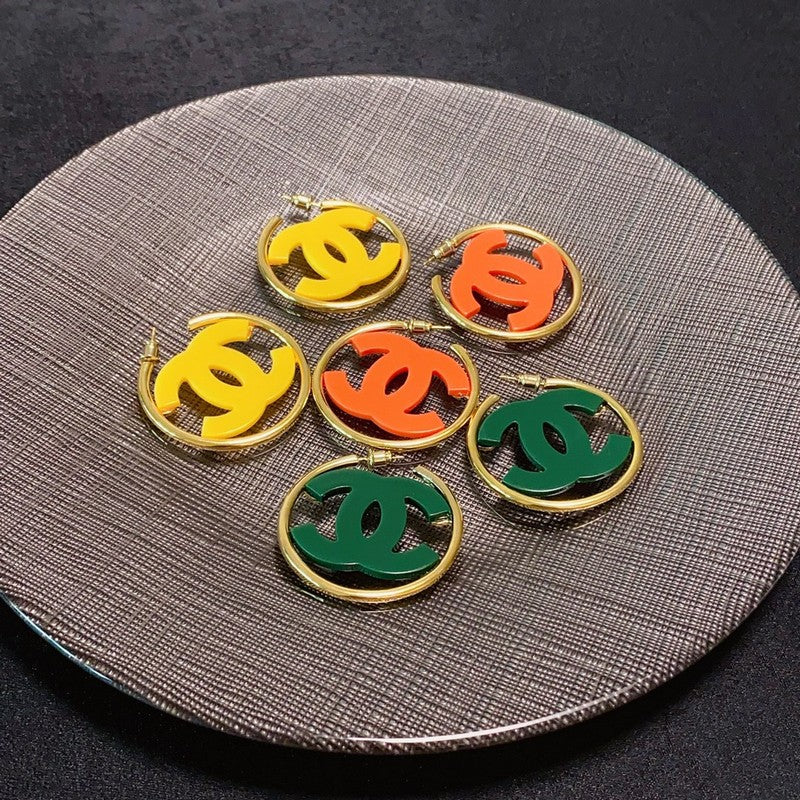 Chanel Color Logo Earrings - 18K Yellow Gold