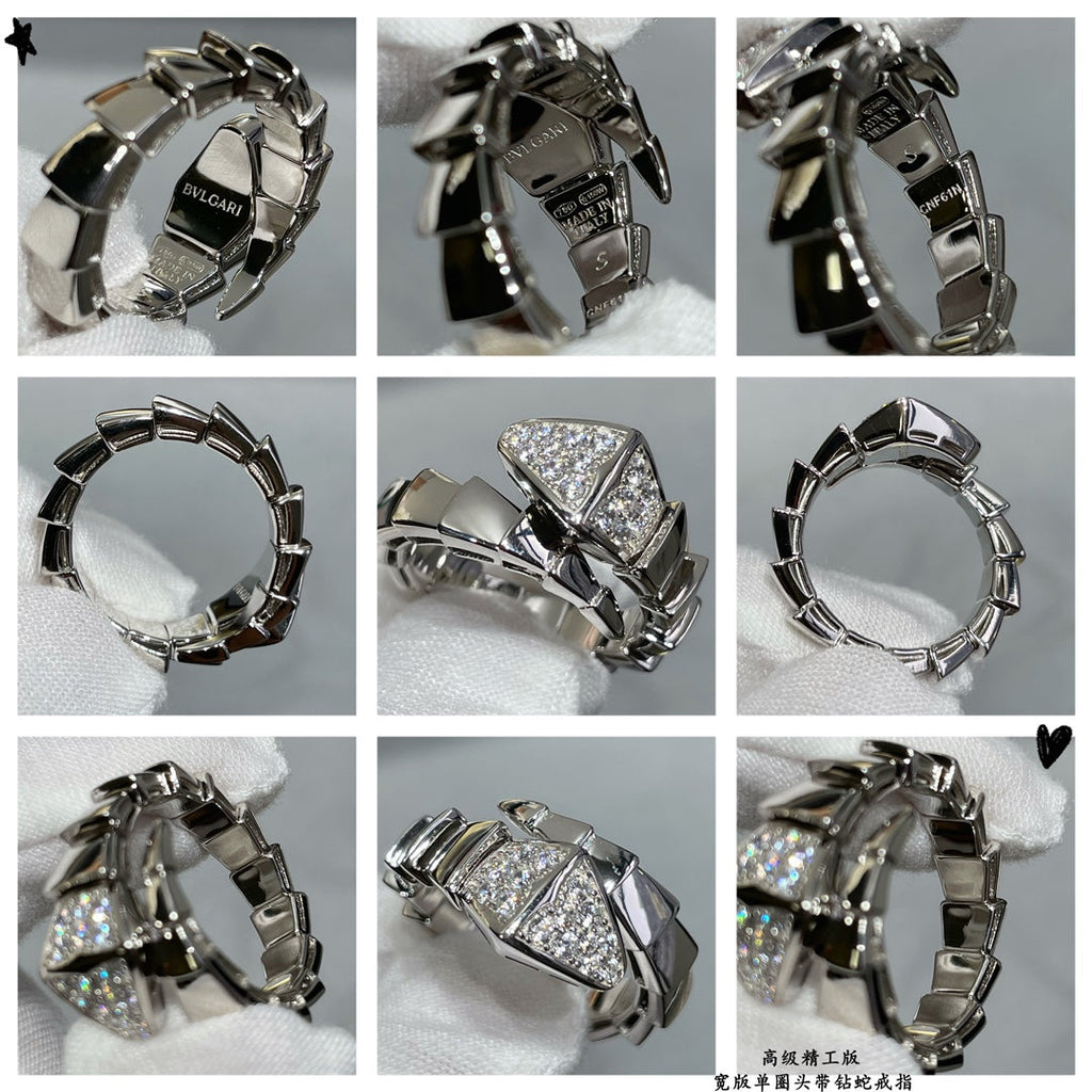Bvlgari Serpenti Viper Head Moissanite Ring - 18K Gold