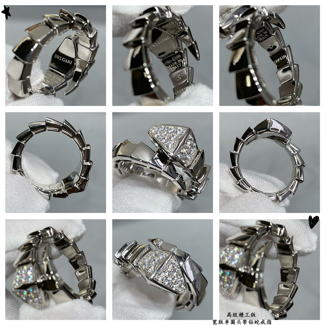 Bvlgari Serpenti Viper Head Moissanite Ring - 18K Gold