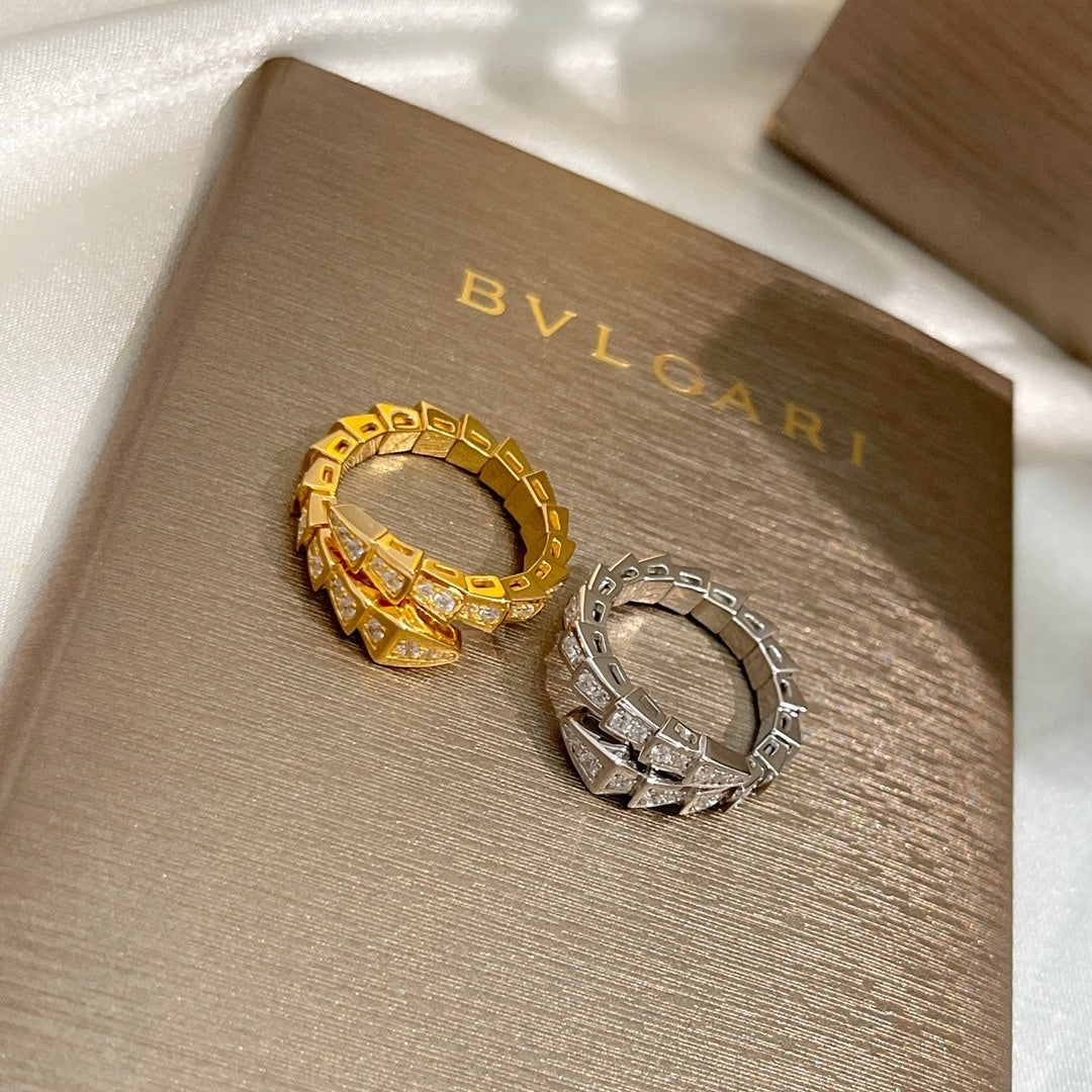 Bvlgari Serpenti Viper Pave Moissanite Ring - 18K White Gold