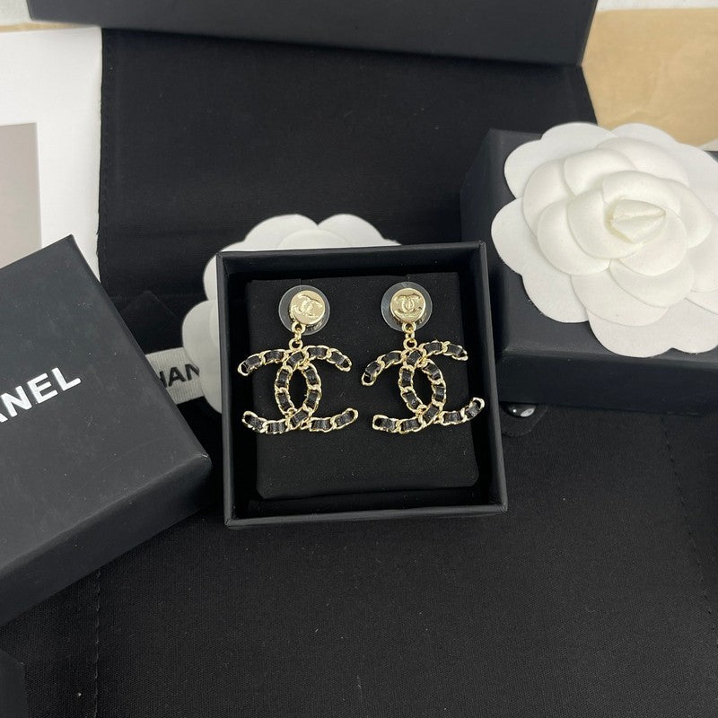 Chanel Leather Earrings - 18K Gold