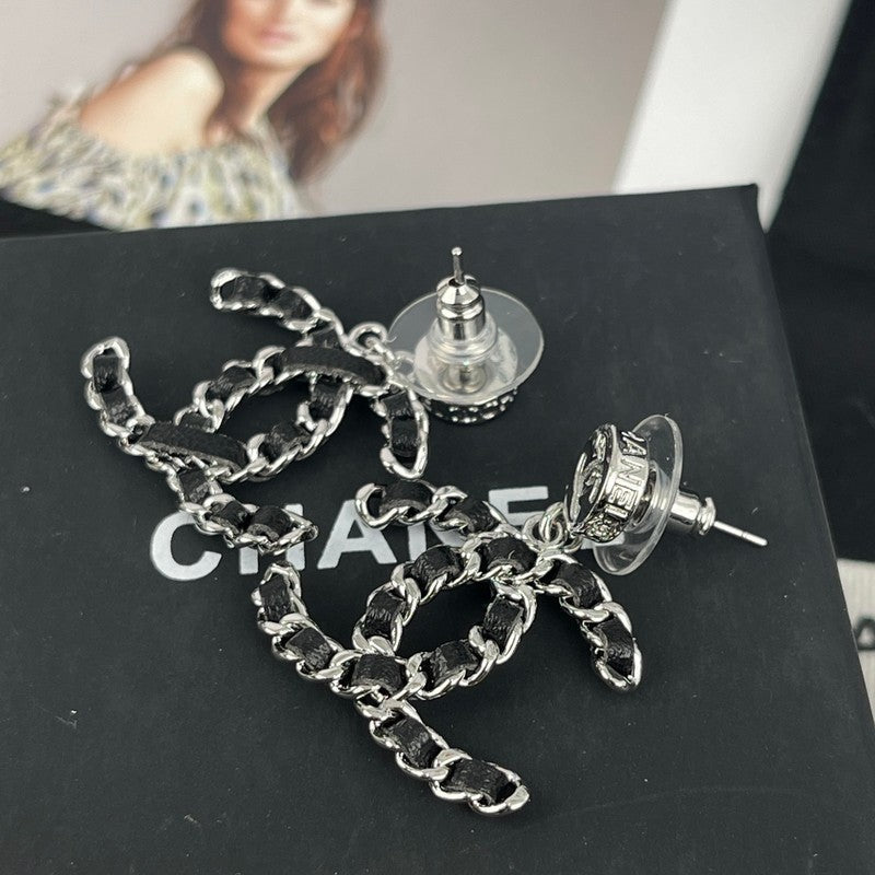 Chanel Leather Earrings - 18K Gold