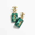 Chanel Green Perfume Bottle Earrings - 18K Yellow Gold