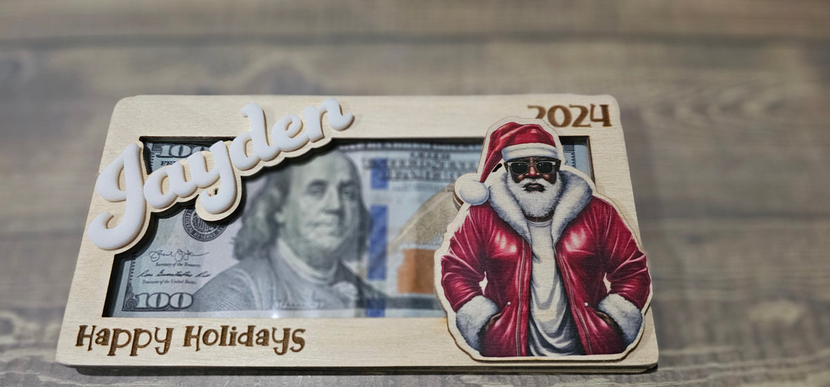 Personalized Wood and Acrylic Christmas Cash Gift Holder