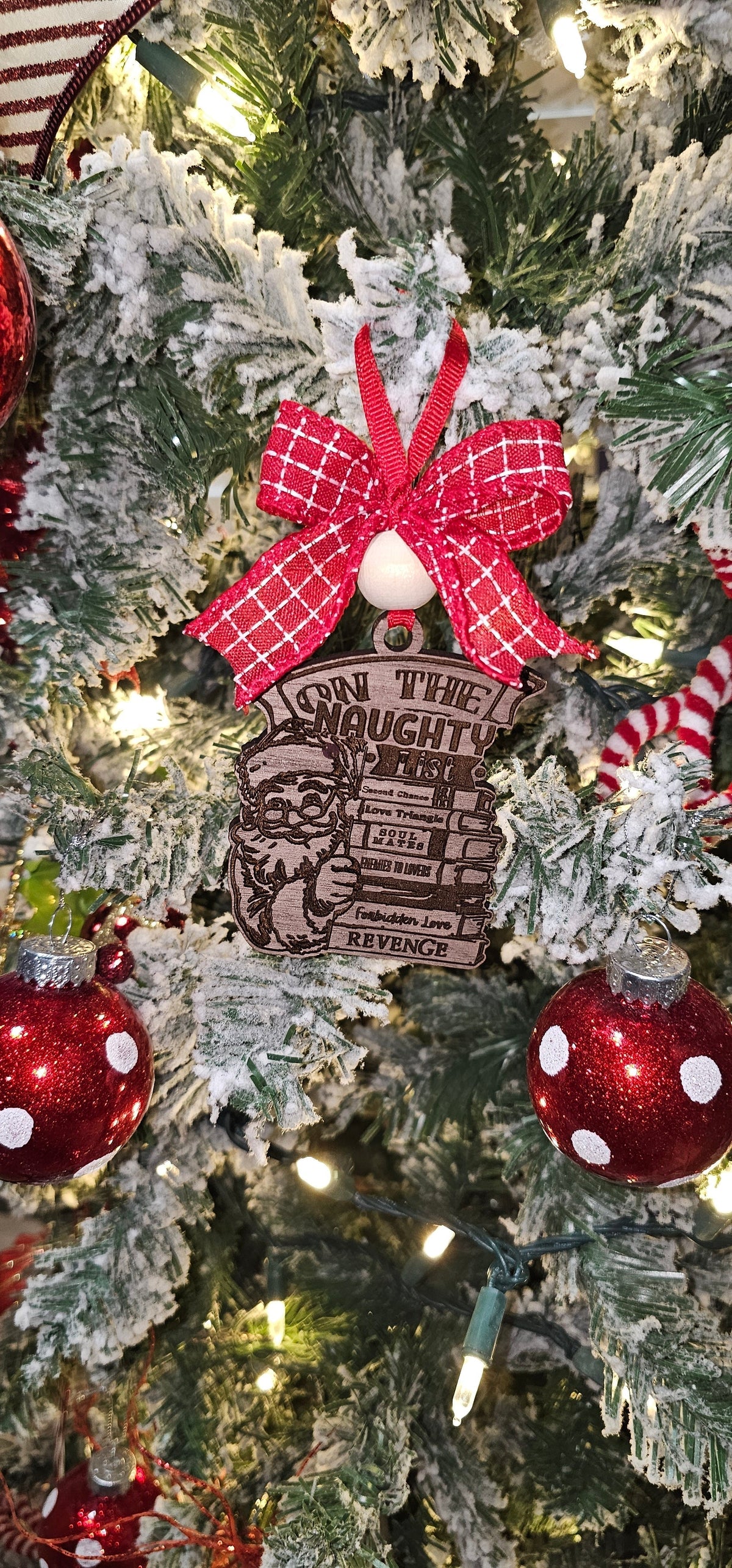 Santa on the Naughty List Wooden Christmas Ornament