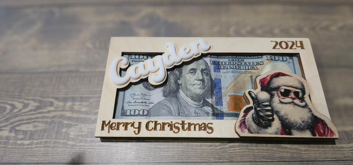 Personalized Wood and Acrylic Christmas Cash Gift Holder