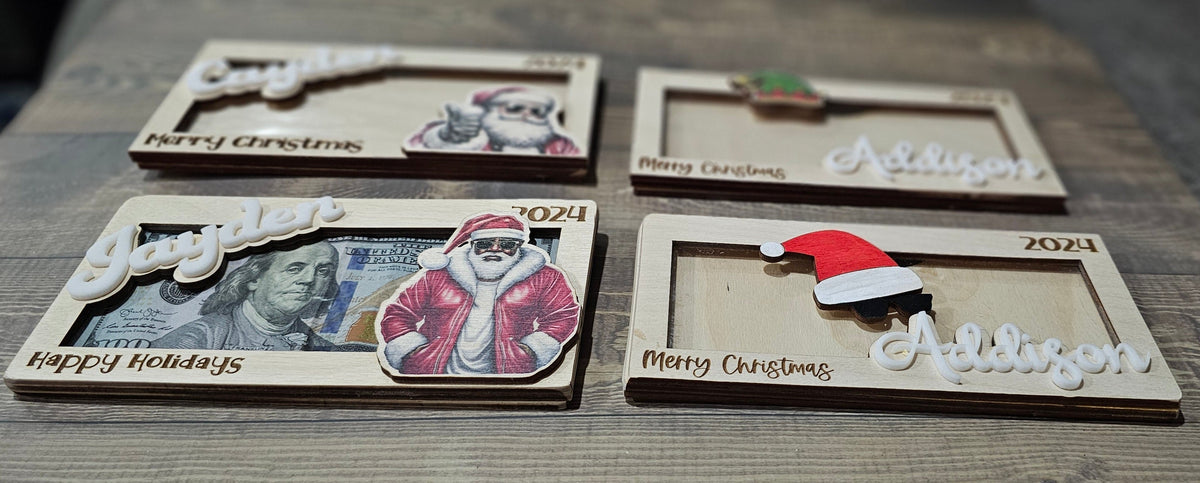 Personalized Wood and Acrylic Christmas Cash Gift Holder