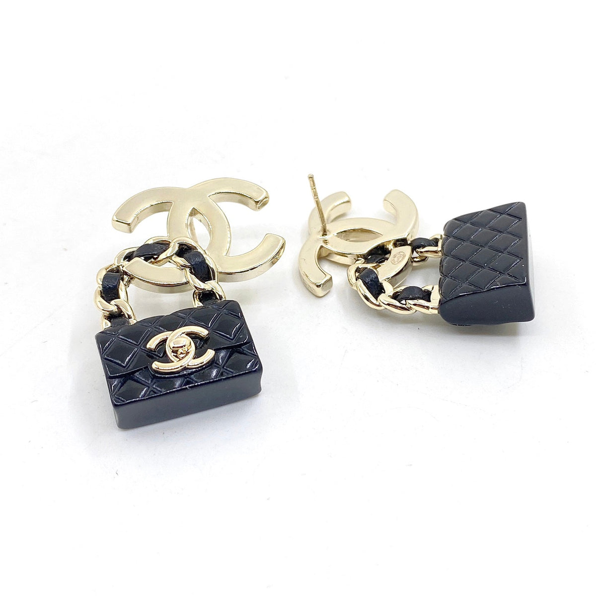 Chanel Bag Drop Earrings - 18K Yellow Gold