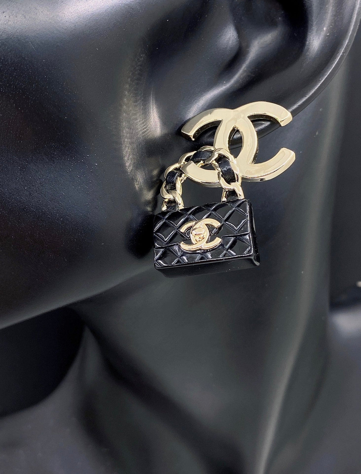 Chanel Bag Drop Earrings - 18K Yellow Gold